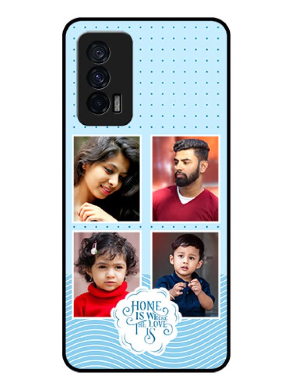 Custom iQOO 7 5G Custom Glass Phone Case - Cute love quote with 4 pic upload Design