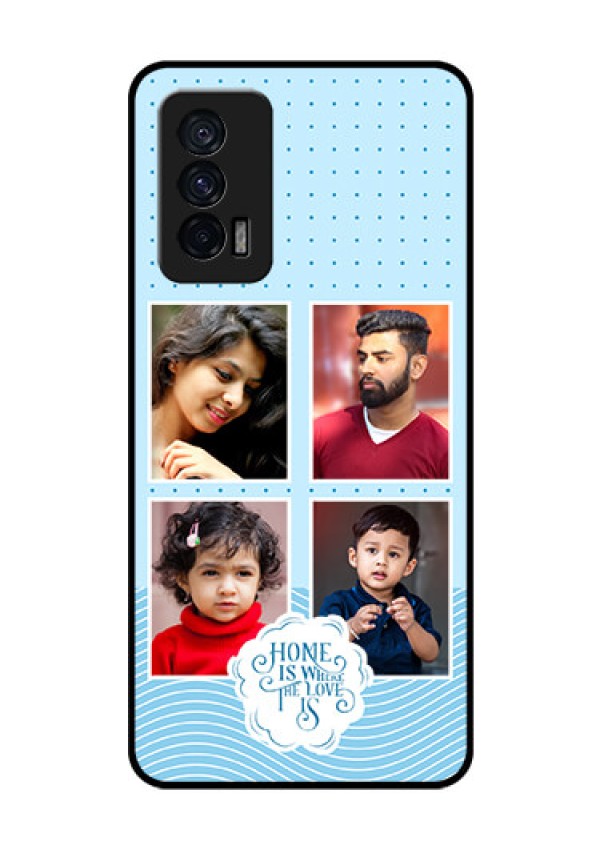 iQOO 7 5G Custom Glass Phone Case - Cute love quote with 4 pic upload Design