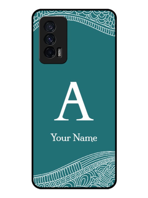 Custom iQOO 7 5G Personalized Glass Phone Case - line art pattern with custom name Design