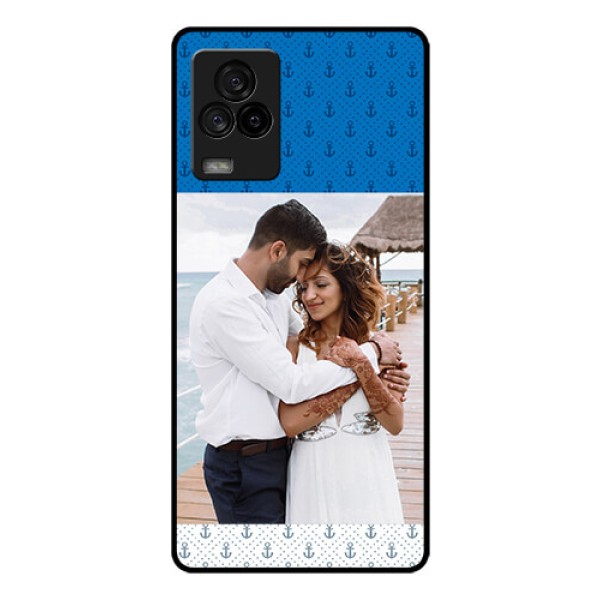 iQOO 7 Legend 5G Photo Printing on Glass Case - Blue Anchors Design