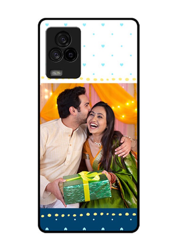 iQOO 7 Legend 5G Personalized Glass Phone Case - White and Blue Abstract Design