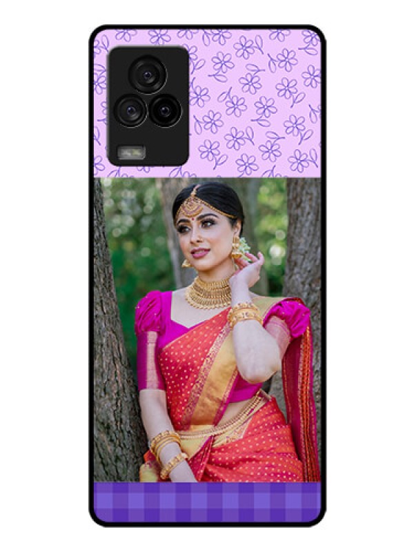 Custom iQOO 7 Legend 5G Custom Glass Phone Case - Purple Floral Design