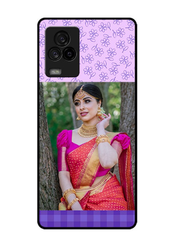 iQOO 7 Legend 5G Custom Glass Phone Case - Purple Floral Design
