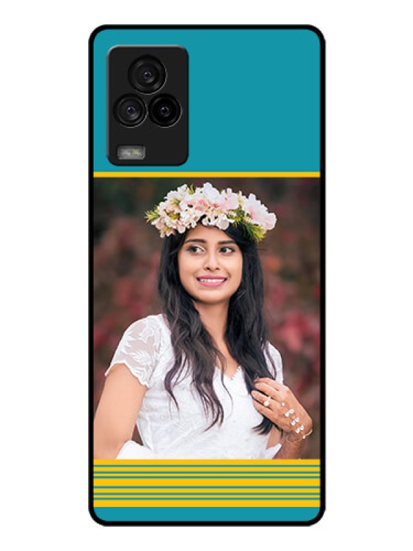 Custom iQOO 7 Legend 5G Custom Glass Phone Case - Yellow & Blue Design 