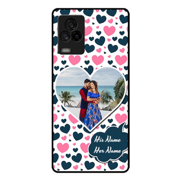 iQOO 7 Legend 5G Custom Glass Phone Case - Pink & Blue Heart Design iQOO 7 Legend 5G Custom Glass Phone Case - Pink & Blue Heart Design