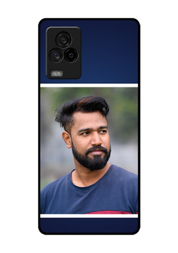 iQOO 7 Legend 5G Personalized Glass Phone Case - Simple Royal Blue Design