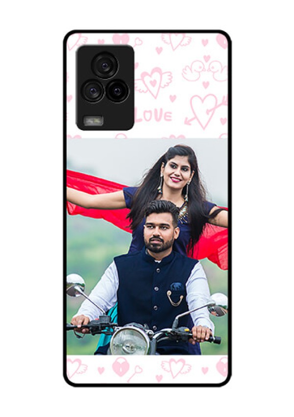 iQOO 7 Legend 5G Custom Glass Mobile Case - Pink Flying Heart Design