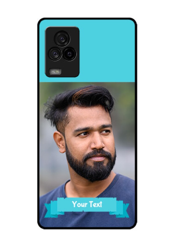 iQOO 7 Legend 5G Personalized Glass Phone Case - Simple Blue Color Design