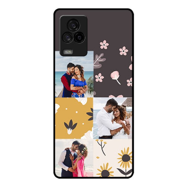 iQOO 7 Legend 5G Photo Printing on Glass Case - 3 Images with Floral Design iQOO 7 Legend 5G Photo Printing on Glass Case - 3 Images with Floral Design