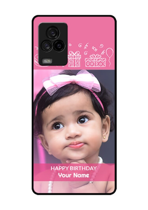 iQOO 7 Legend 5G Photo Printing on Glass Case - with Birthday Line Art Design