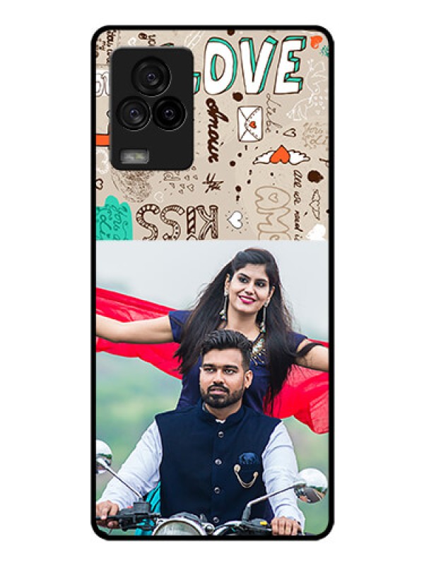 Custom iQOO 7 Legend 5G Custom Glass Phone Case - Love Doodle Pattern 