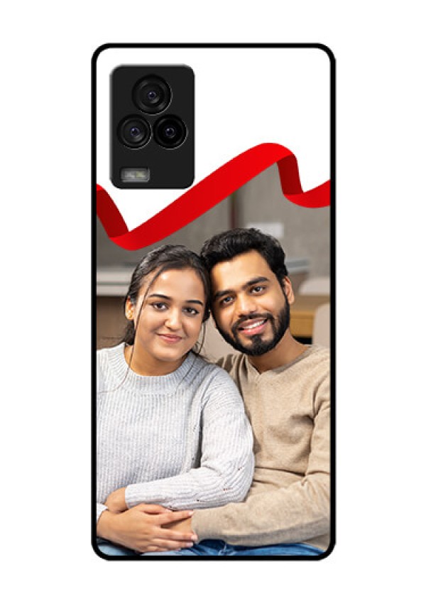 iQOO 7 Legend 5G Photo Printing on Glass Case - Red Ribbon Frame Design