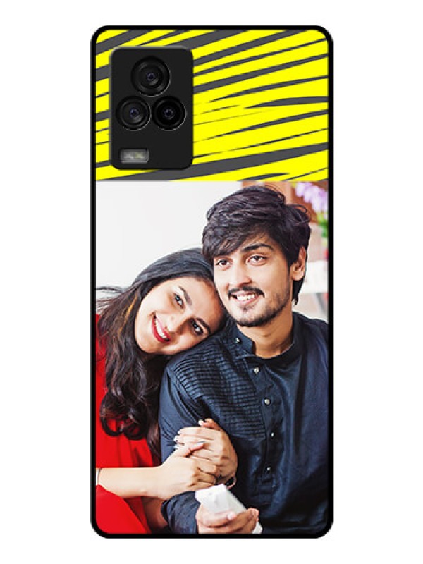 Custom iQOO 7 Legend 5G Photo Printing on Glass Case - Yellow Abstract Design