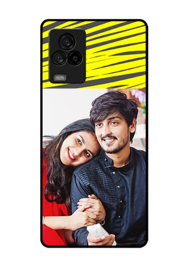 iQOO 7 Legend 5G Photo Printing on Glass Case - Yellow Abstract Design