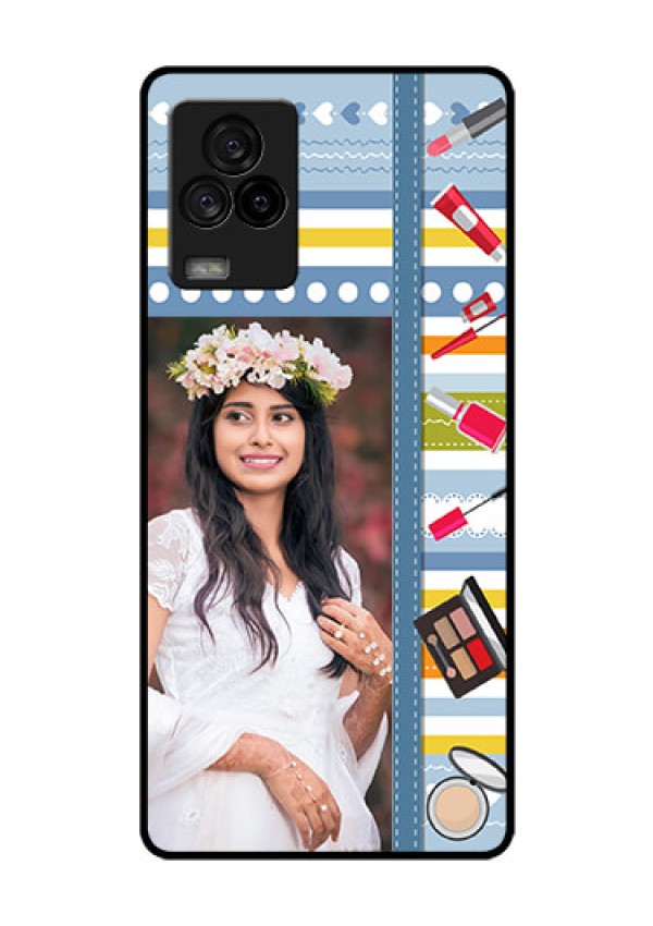iQOO 7 Legend 5G Personalized Glass Phone Case - Makeup Icons Design
