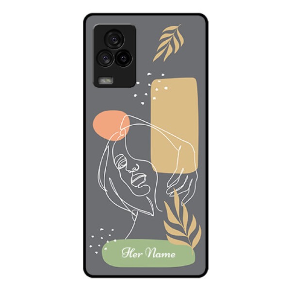 iQOO 7 Legend 5G Custom Glass Phone Case - Gazing Woman line art Design iQOO 7 Legend 5G Custom Glass Phone Case - Gazing Woman line art Design