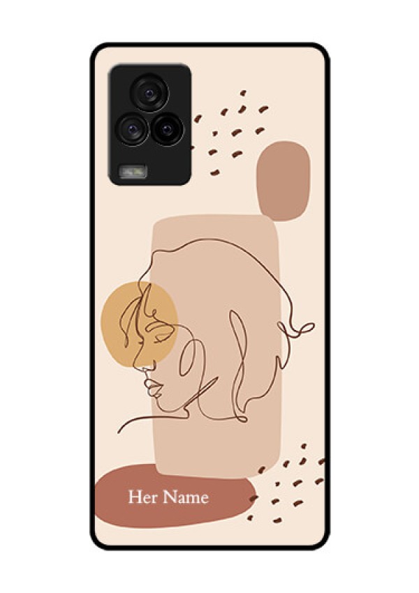 iQOO 7 Legend 5G Photo Printing on Glass Case - Calm Woman line art Design