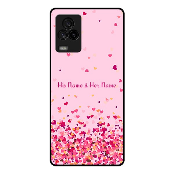 iQOO 7 Legend 5G Photo Printing on Glass Case - Floating Hearts Design