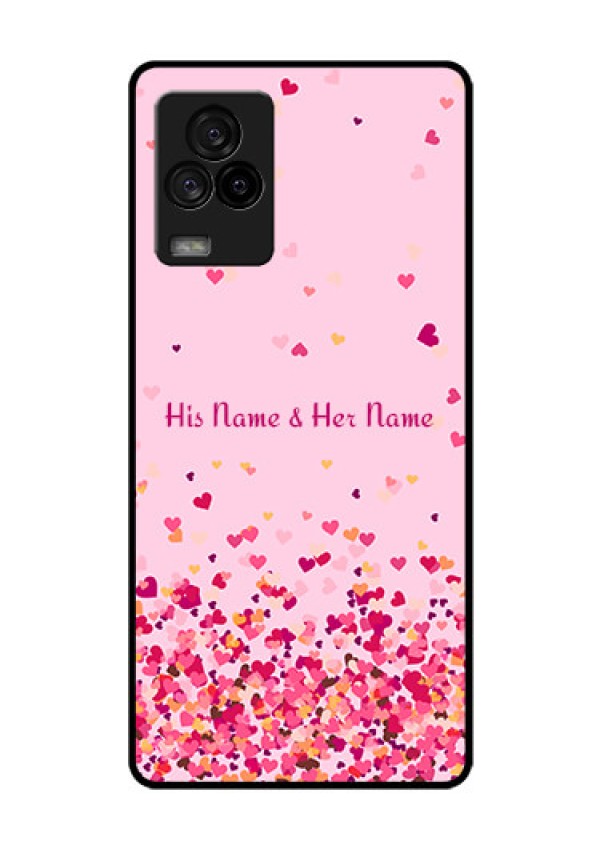 iQOO 7 Legend 5G Photo Printing on Glass Case - Floating Hearts Design