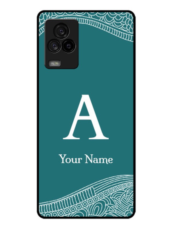 Custom iQOO 7 Legend 5G Personalized Glass Phone Case - line art pattern with custom name Design