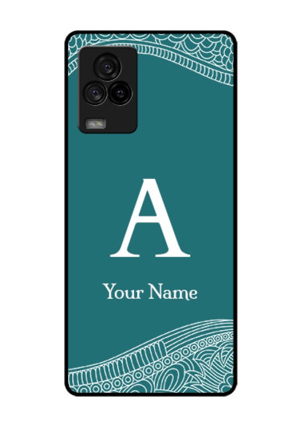 iQOO 7 Legend 5G Personalized Glass Phone Case - line art pattern with custom name Design