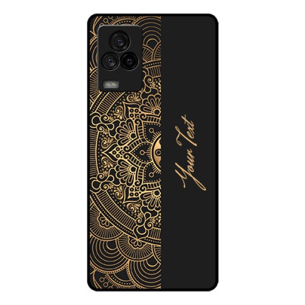 iQOO 7 Legend 5G Photo Printing on Glass Case - Mandala art with custom text Design
