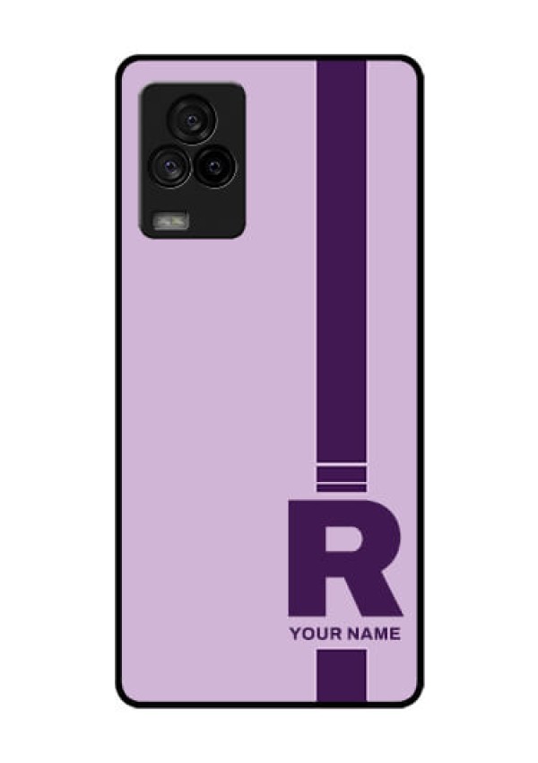 iQOO 7 Legend 5G Photo Printing on Glass Case - Simple dual tone stripe with name Design