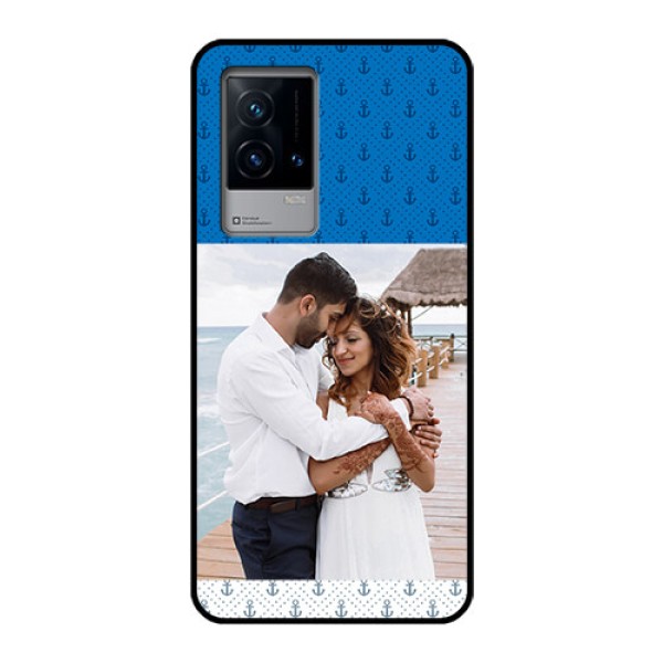 iQOO 9 5G Photo Printing on Glass Case - Blue Anchors Design