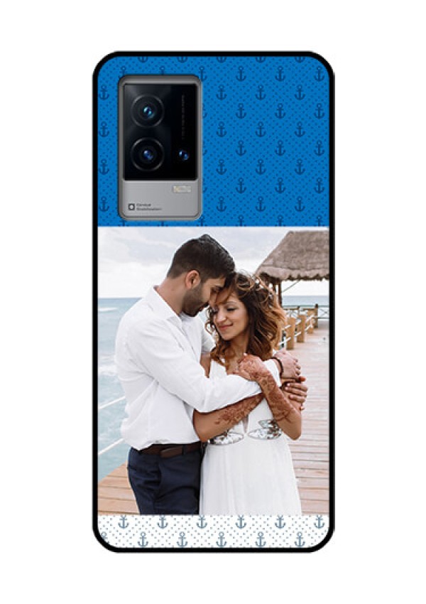 iQOO 9 5G Photo Printing on Glass Case - Blue Anchors Design