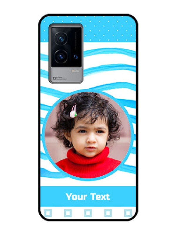 Custom iQOO 9 5G Custom Glass Phone Case - Simple Blue Case Design