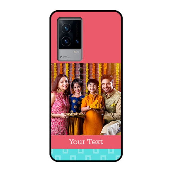 iQOO 9 5G Personalized Glass Phone Case - Peach & Blue Color Design iQOO 9 5G Personalized Glass Phone Case - Peach & Blue Color Design