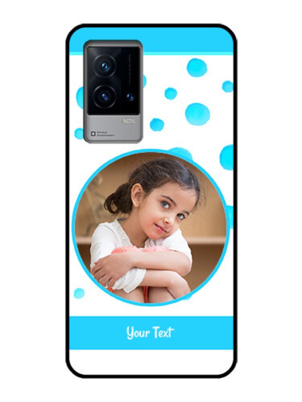 Custom iQOO 9 5G Photo Printing on Glass Case - Blue Bubbles Pattern Design