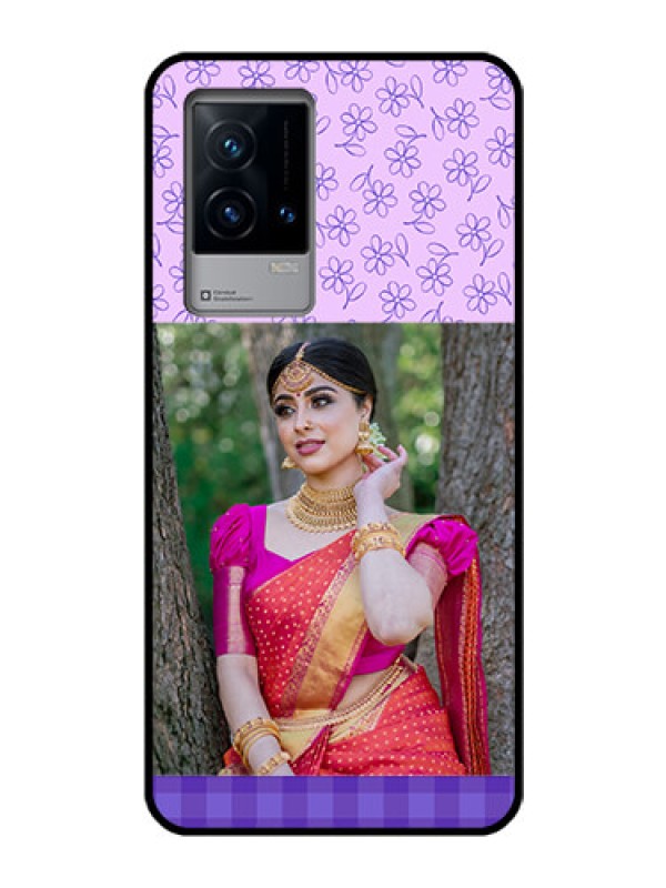 Custom iQOO 9 5G Custom Glass Phone Case - Purple Floral Design