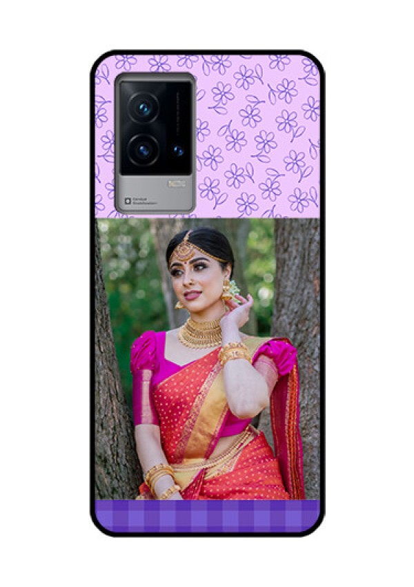 iQOO 9 5G Custom Glass Phone Case - Purple Floral Design