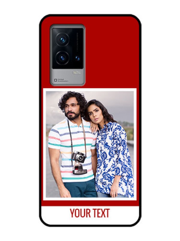 Custom iQOO 9 5G Personalized Glass Phone Case - Simple Red Color Design