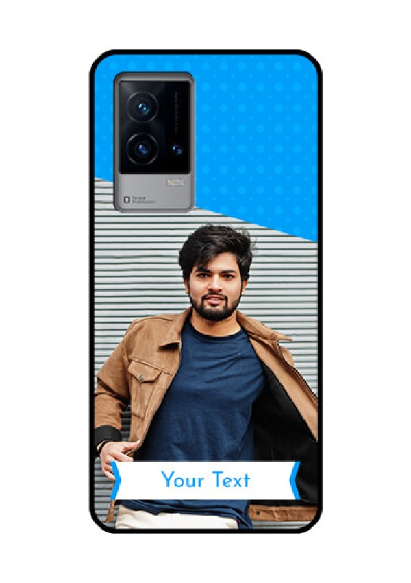 iQOO 9 5G Photo Printing on Glass Case - Simple Blue Color Design