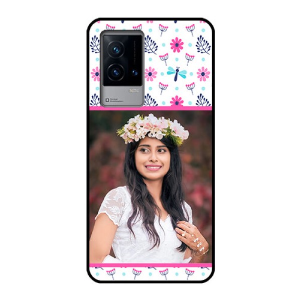 iQOO 9 5G Photo Printing on Glass Case - Colorful Flower Design