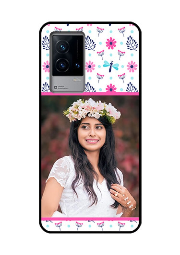 iQOO 9 5G Photo Printing on Glass Case - Colorful Flower Design