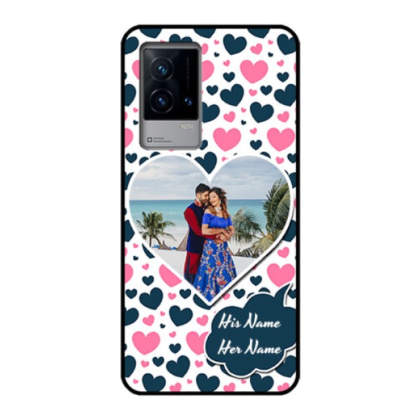 iQOO 9 5G Custom Glass Phone Case - Pink & Blue Heart Design iQOO 9 5G Custom Glass Phone Case - Pink & Blue Heart Design