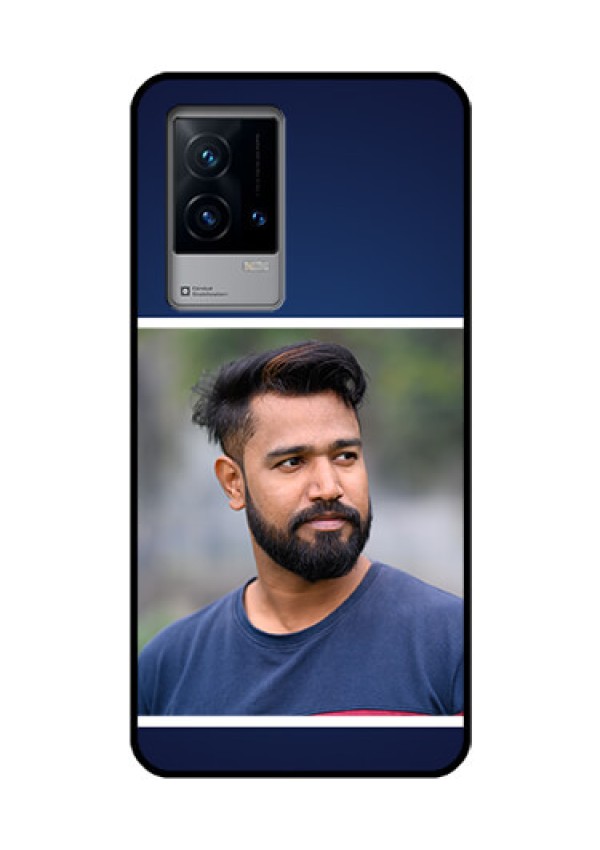 iQOO 9 5G Personalized Glass Phone Case - Simple Royal Blue Design