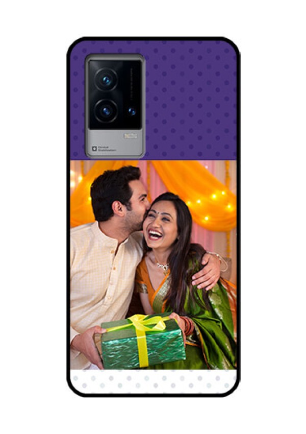 iQOO 9 5G Personalized Glass Phone Case - Violet Pattern Design