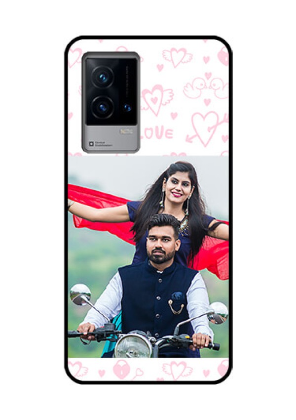 iQOO 9 5G Custom Glass Mobile Case - Pink Flying Heart Design