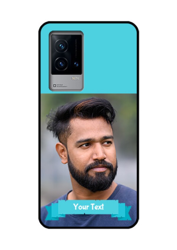 iQOO 9 5G Personalized Glass Phone Case - Simple Blue Color Design