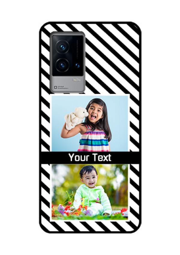 iQOO 9 5G Photo Printing on Glass Case - Black And White Stripes Design