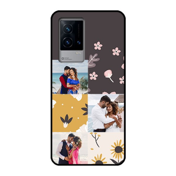 iQOO 9 5G Photo Printing on Glass Case - 3 Images with Floral Design iQOO 9 5G Photo Printing on Glass Case - 3 Images with Floral Design
