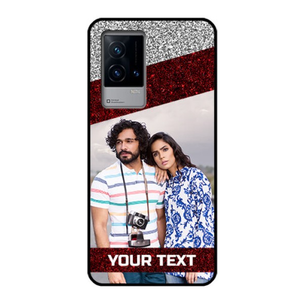 iQOO 9 5G Personalized Glass Phone Case - Image Holder with Glitter Strip Design iQOO 9 5G Personalized Glass Phone Case - Image Holder with Glitter Strip Design