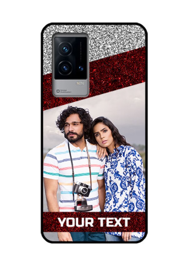 iQOO 9 5G Personalized Glass Phone Case - Image Holder with Glitter Strip Design