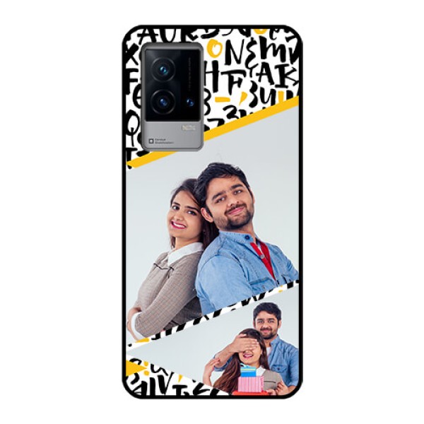 iQOO 9 5G Custom Glass Mobile Case - Letters Pattern Design
