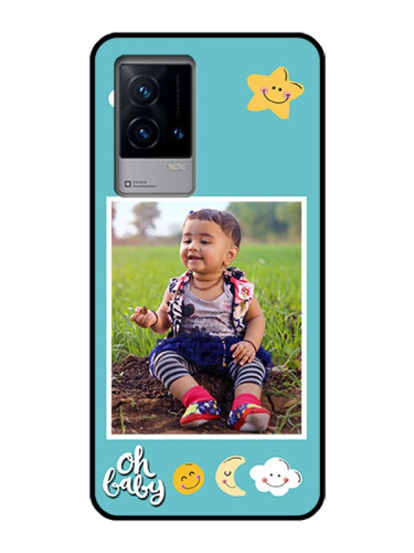 Custom iQOO 9 5G Personalized Glass Phone Case - Smiley Kids Stars Design