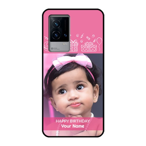 iQOO 9 5G Photo Printing on Glass Case - with Birthday Line Art Design
